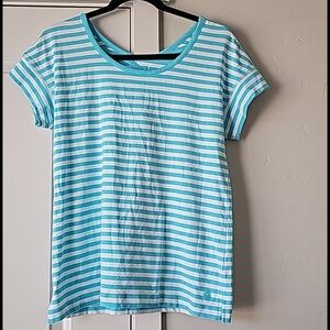 Talbot Ocean Blue Stripe Twisted Back Tee Shirt
